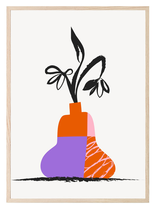 Colourful Vase With Flowers Wall Art Print