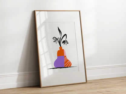 Colourful Vase With Flowers Wall Art Print