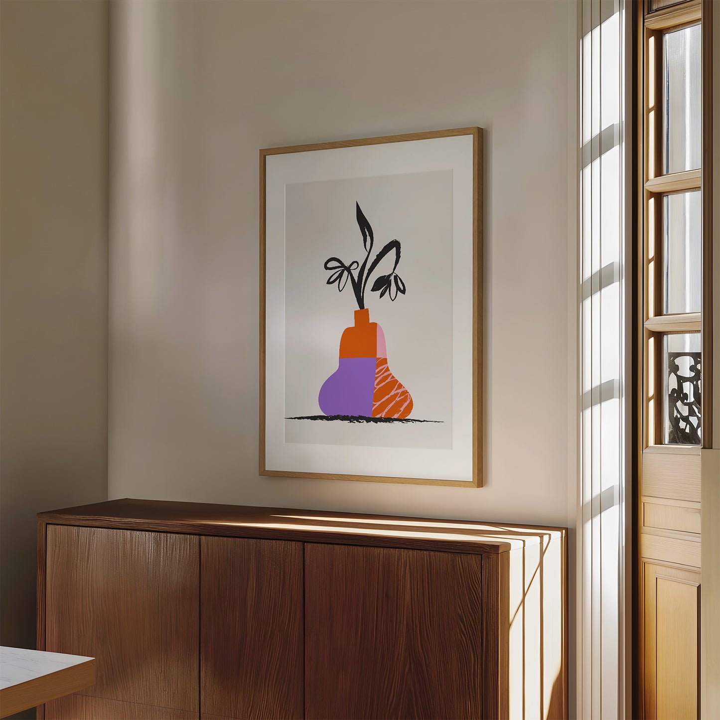 Colourful Vase With Flowers Wall Art Print