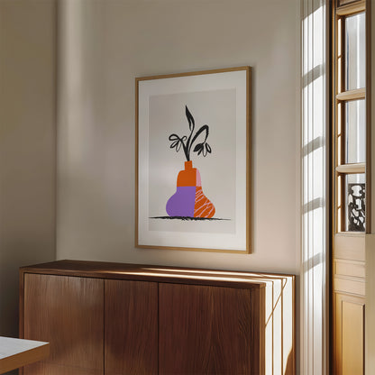 Colourful Vase With Flowers Wall Art Print