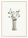 White Vase With Flowers Wall Art Print - Larosier Prints