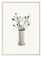 White Vase With Flowers Wall Art Print - Larosier Prints