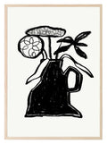 Abstract Black & White Vase With Flowers Wall Art Print - Larosier Prints
