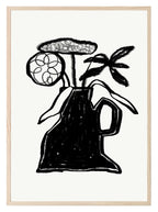 Abstract Black & White Vase With Flowers Wall Art Print - Larosier Prints