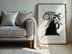 Abstract Black & White Vase With Flowers Wall Art Print - Larosier Prints