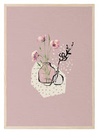 Abstract Dusky Pink With Flowers Wall Art Print - Larosier Prints