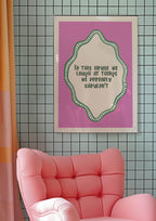 In This House We Laugh Print | Humorous Quote Wall Art | Pink & Green Design - Larosier Prints