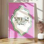In This House We Laugh Print | Humorous Quote Wall Art | Pink & Green Design - Larosier Prints
