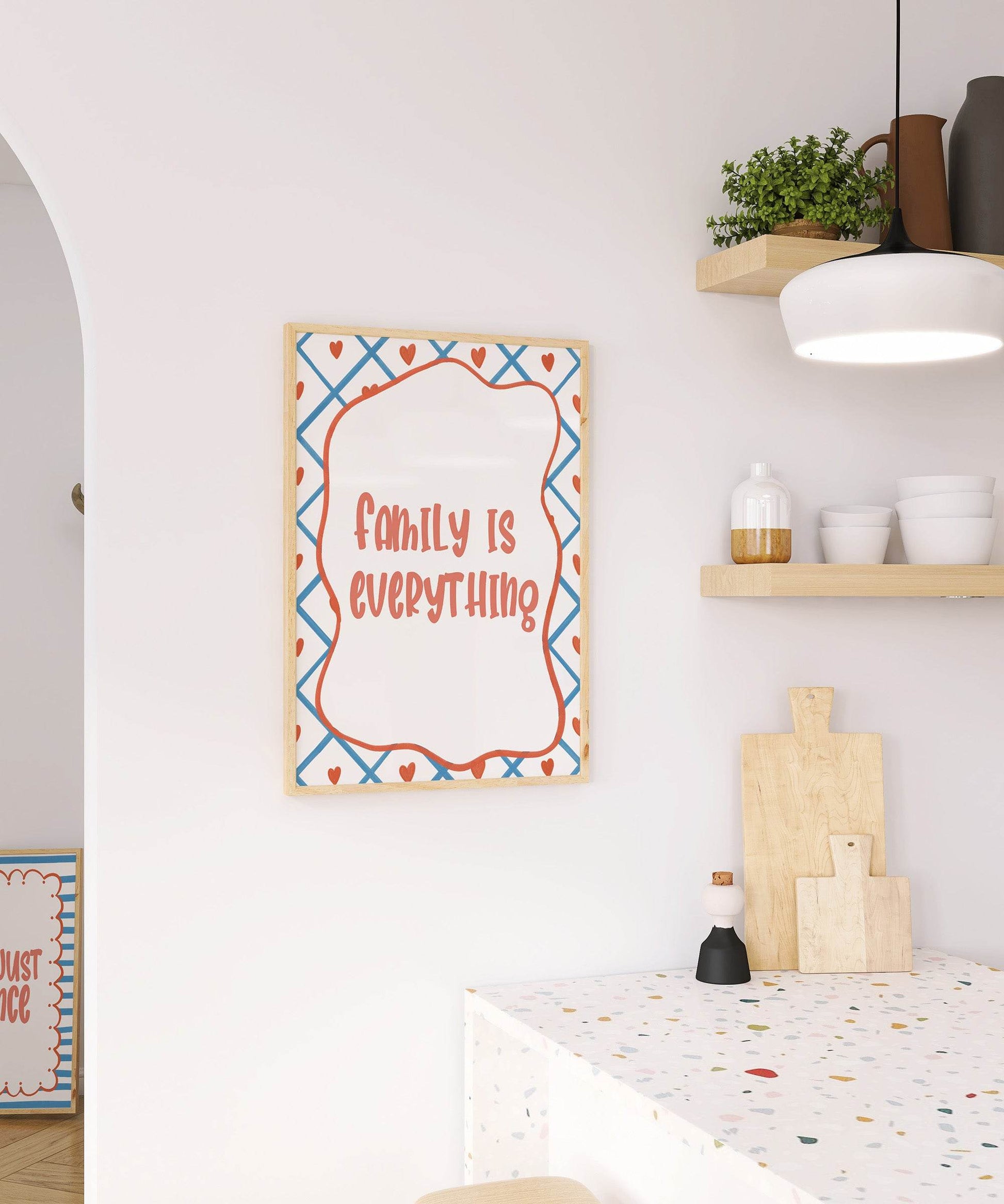 Family Is Everything Print | Heartfelt Quote Wall Art | Modern Home Décor