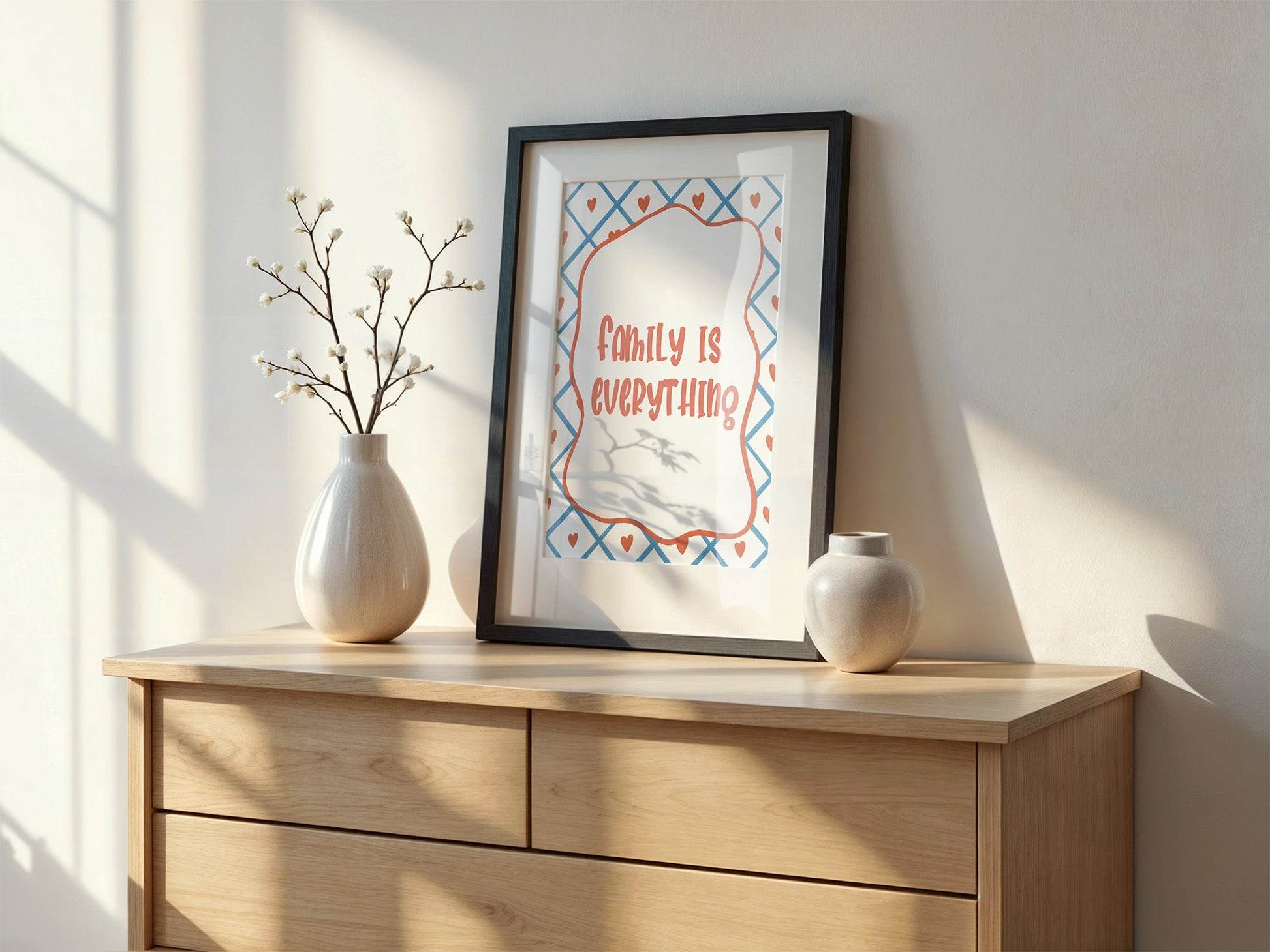 Family Is Everything Print | Heartfelt Quote Wall Art | Modern Home Décor