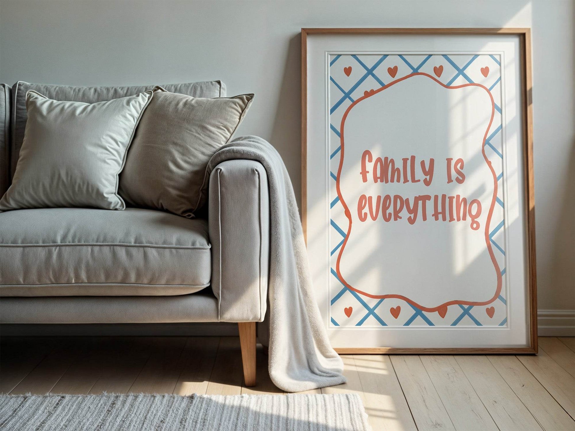 Family Is Everything Print | Heartfelt Quote Wall Art | Modern Home Décor