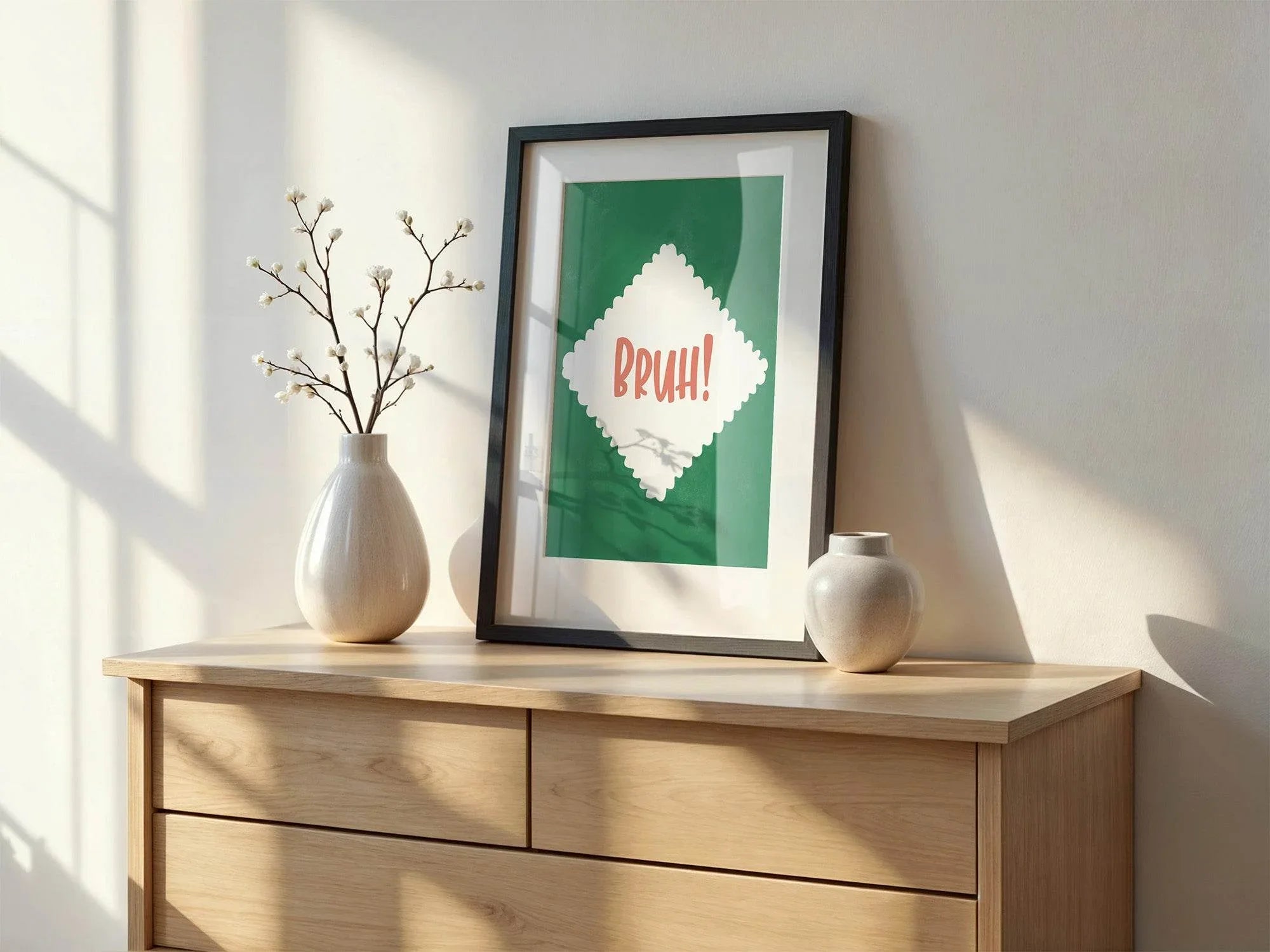 Bruh Print | Funny Minimalist Wall Art | Internet Slang Aesthetic - Larosier Prints