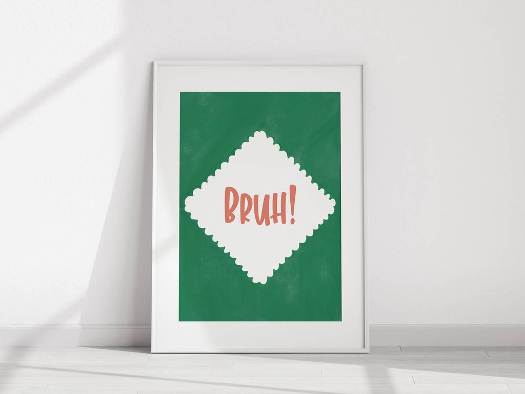Bruh Print | Funny Minimalist Wall Art | Internet Slang Aesthetic - Larosier Prints