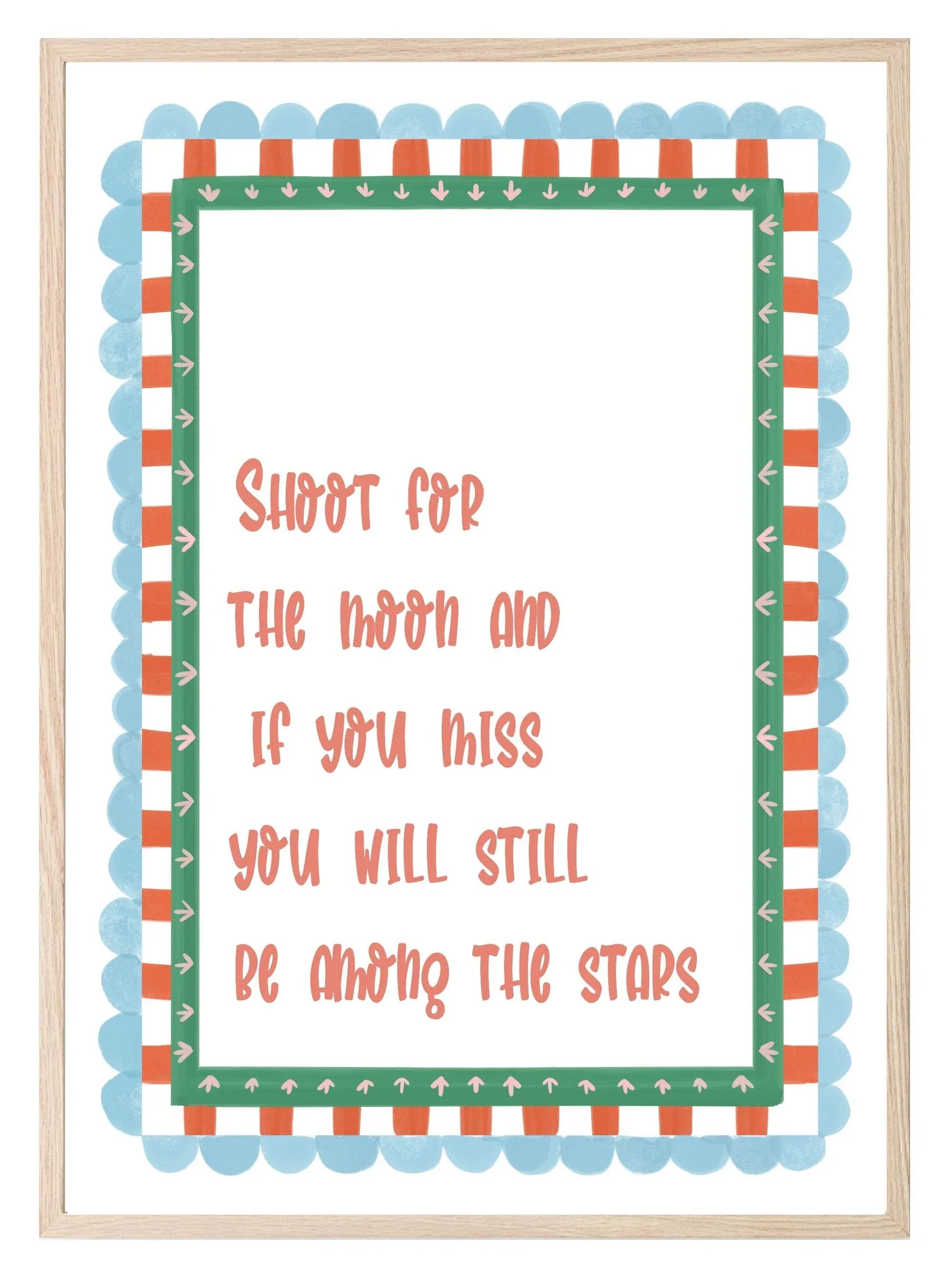 Shoot for the Moon Print | Inspirational Quote Wall Art - Larosier Prints
