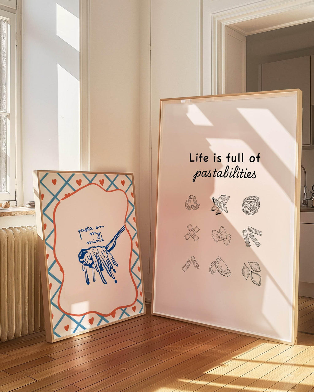 Life Is Full of Pastabilities Print | Funny Food Quote Wall Art | Kitchen Décor - Larosier Prints