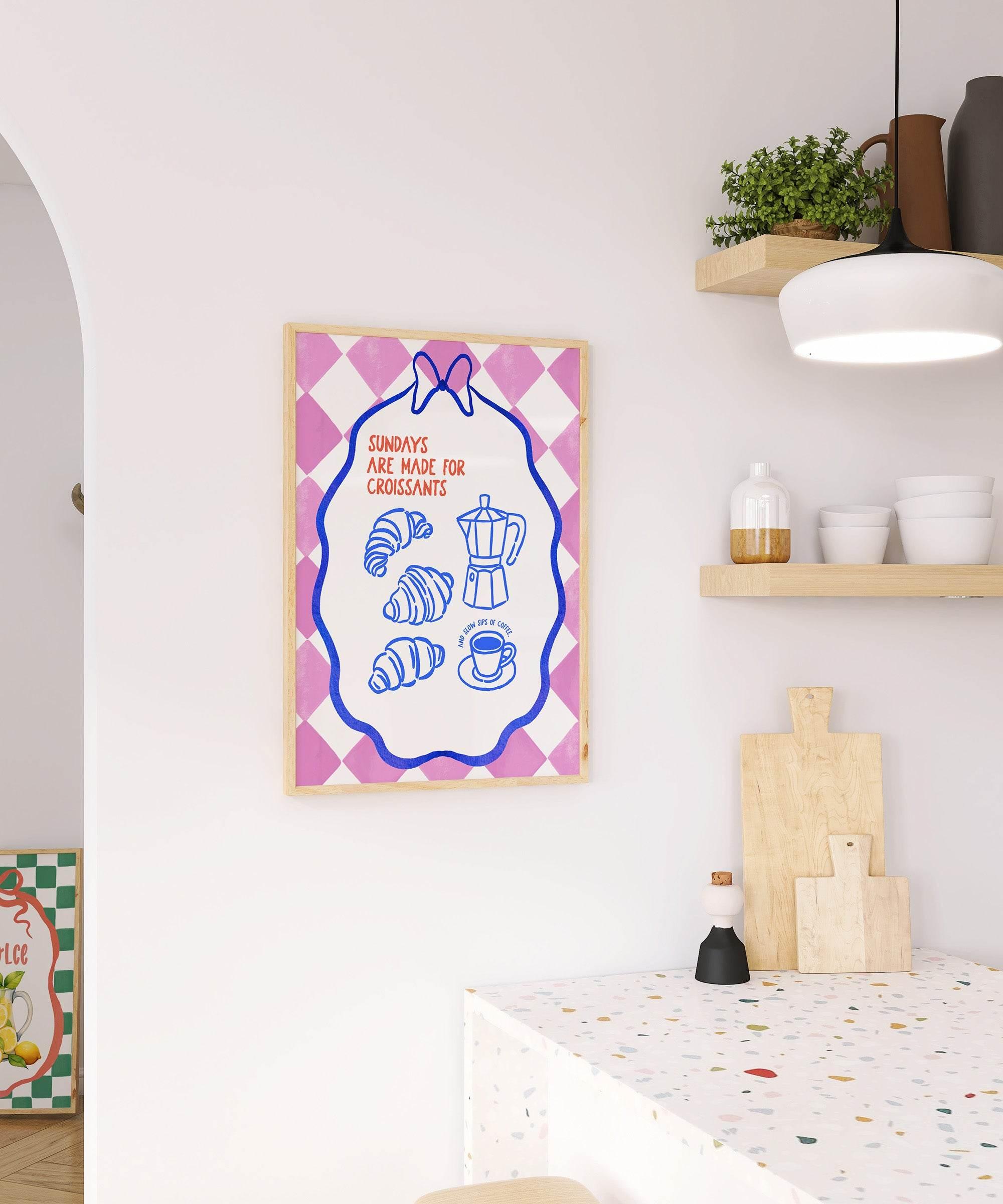 Sundays Are Made for Croissants Print | French-Inspired Breakfast Art | Cosy Kitchen Décor - Larosier Prints