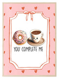 You Complete Me Print | Donut and Coffee Wall Art | Cute Pink Love Décor - Larosier Prints