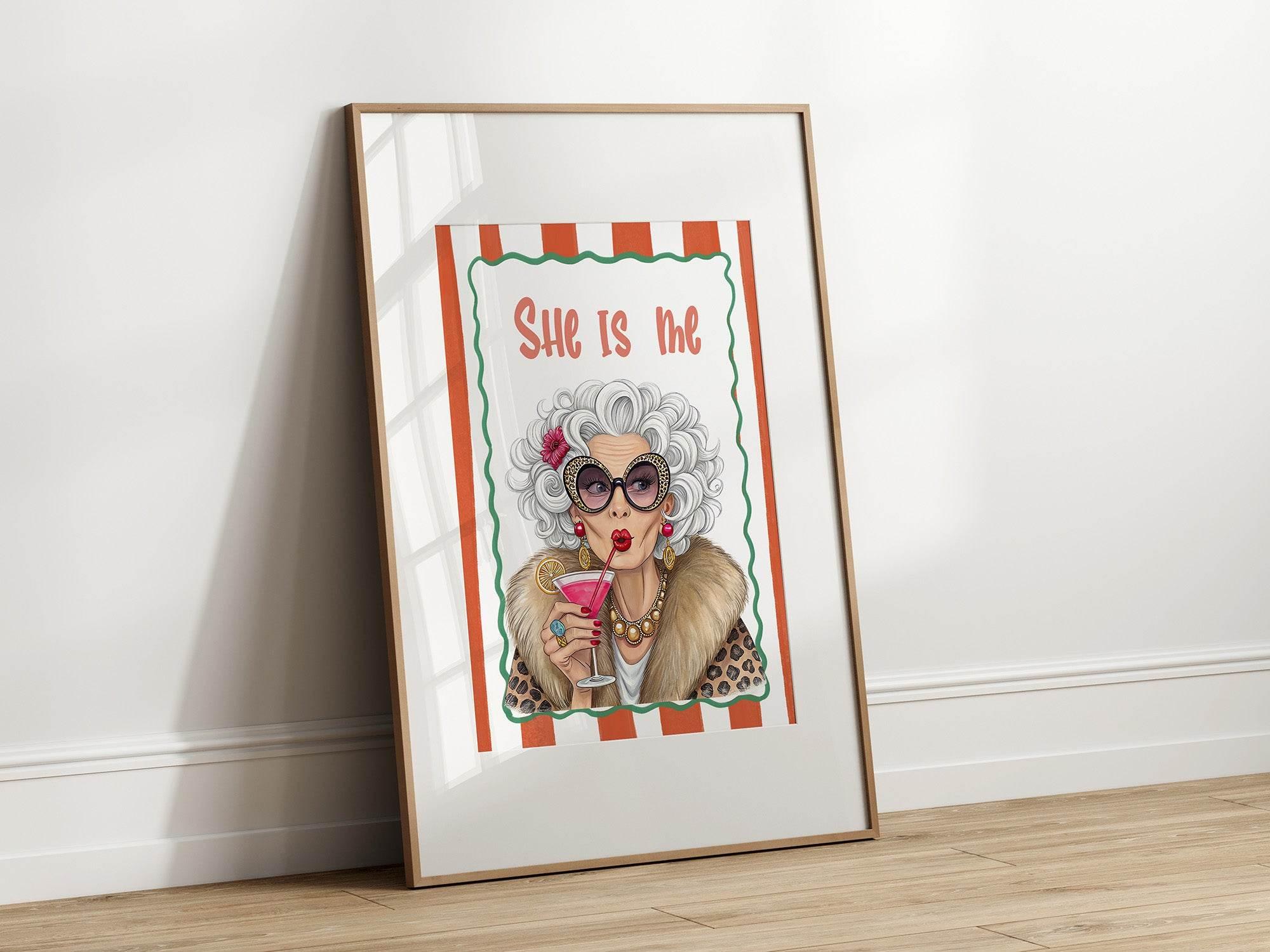 She Is Me Print | Bold Cocktail Lady Wall Art - Larosier Prints