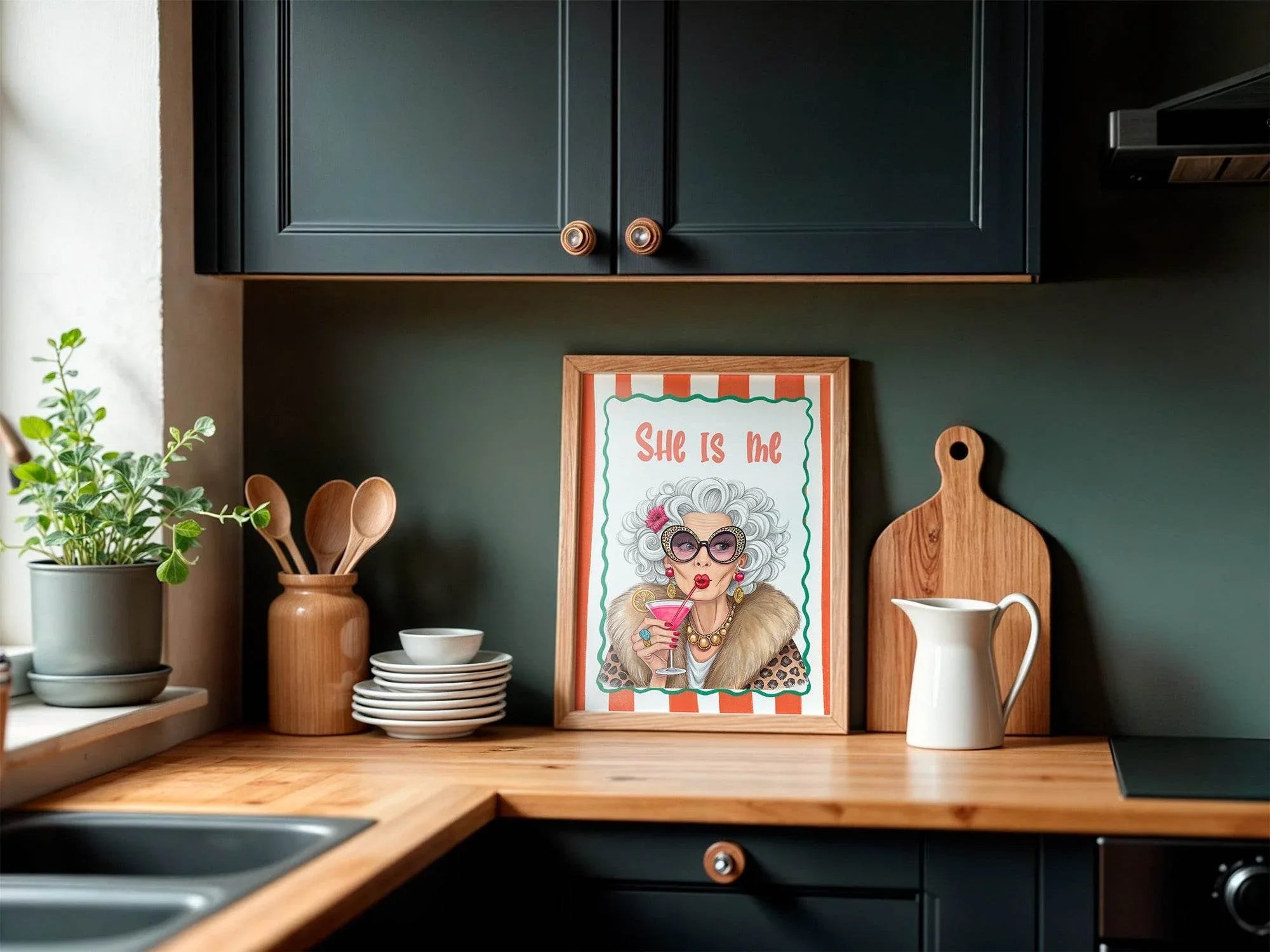 She Is Me Print | Bold Cocktail Lady Wall Art - Larosier Prints