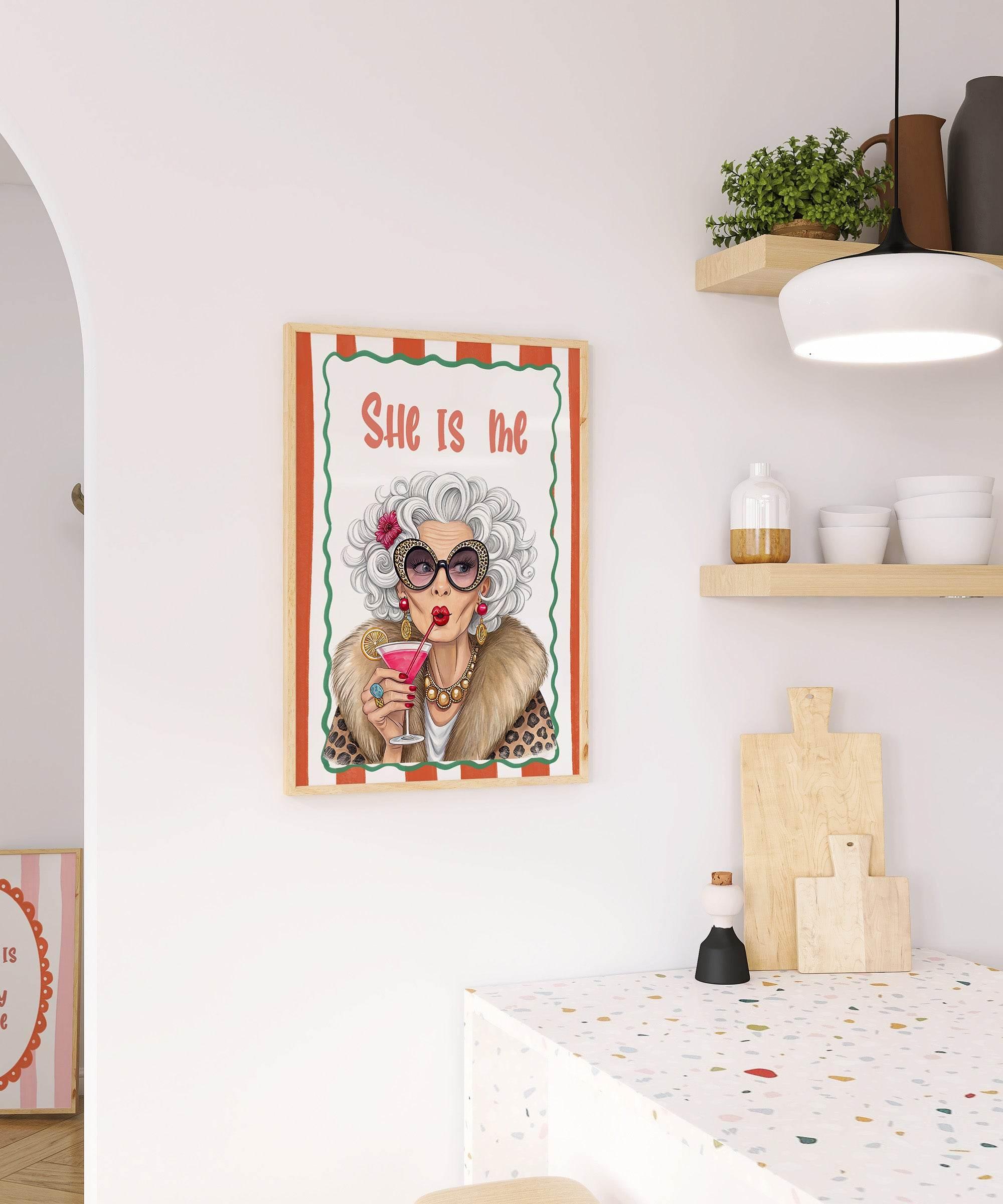 She Is Me Print | Bold Cocktail Lady Wall Art - Larosier Prints