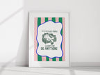 Stop Hating on Lazy People Print | Funny Cat Wall Art | Pink and Green - Larosier Prints