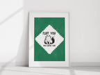Fluff You You Fluffin Fluff Print | Funny Cat Wall Art | Green - Larosier Prints