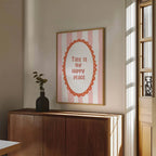 This Is My Happy Place Print | Positive Quote Wall Art | Pink and White Stripes - Larosier Prints