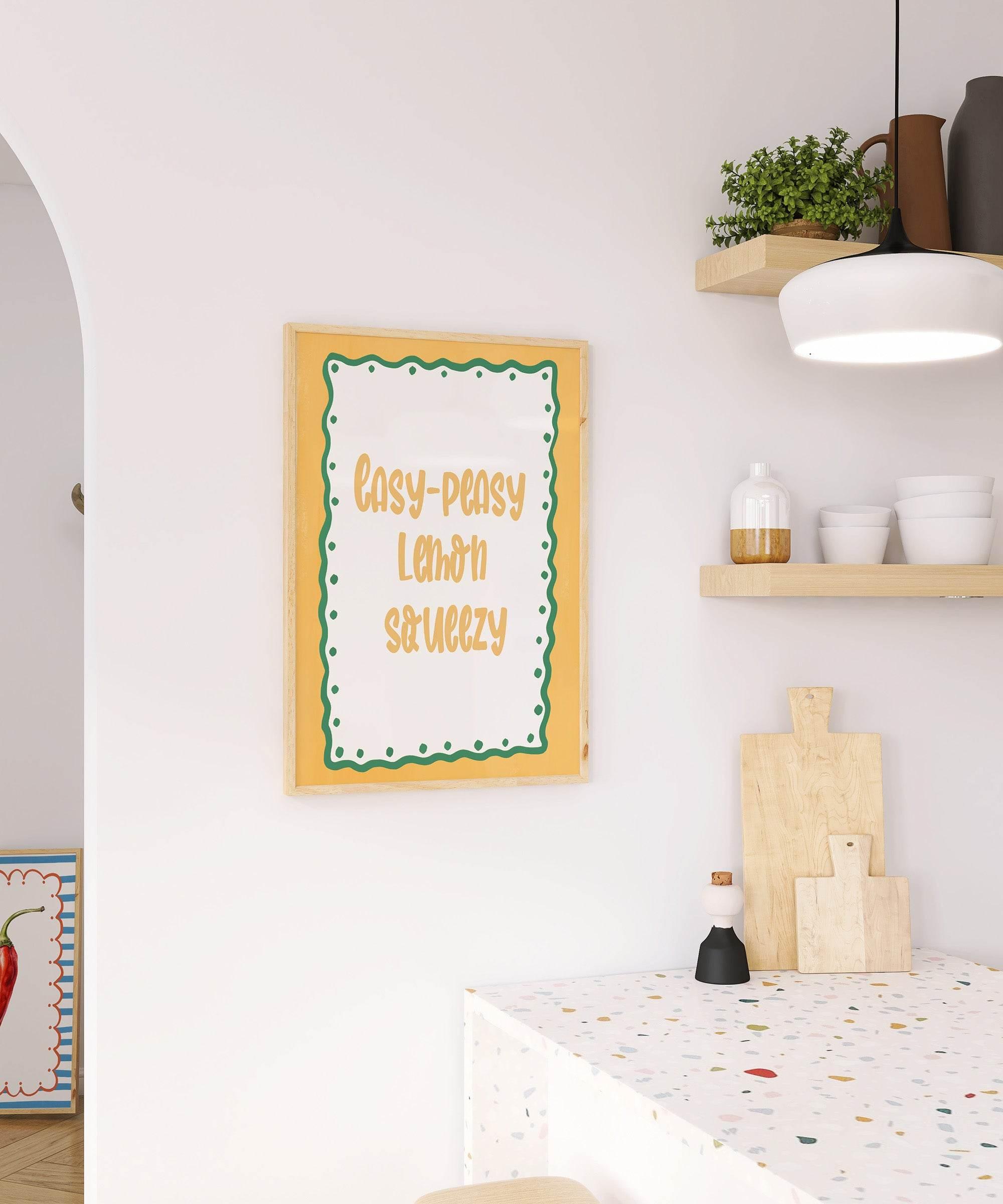 Easy Peasy Lemon Squeezy Print | Fun Kitchen Wall Art | Yellow & Green - Larosier Prints