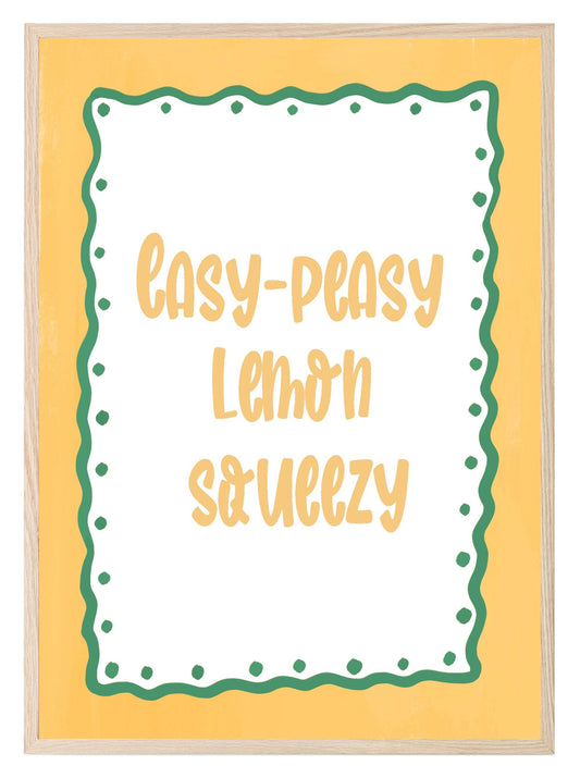 Easy Peasy Lemon Squeezy Print | Fun Kitchen Wall Art | Yellow & Green