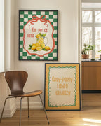 La Dolce Vita Print | Lemons in Jug | Green Checkered Italian Wall Art - Larosier Prints