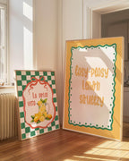 La Dolce Vita Print | Lemons in Jug | Green Checkered Italian Wall Art - Larosier Prints