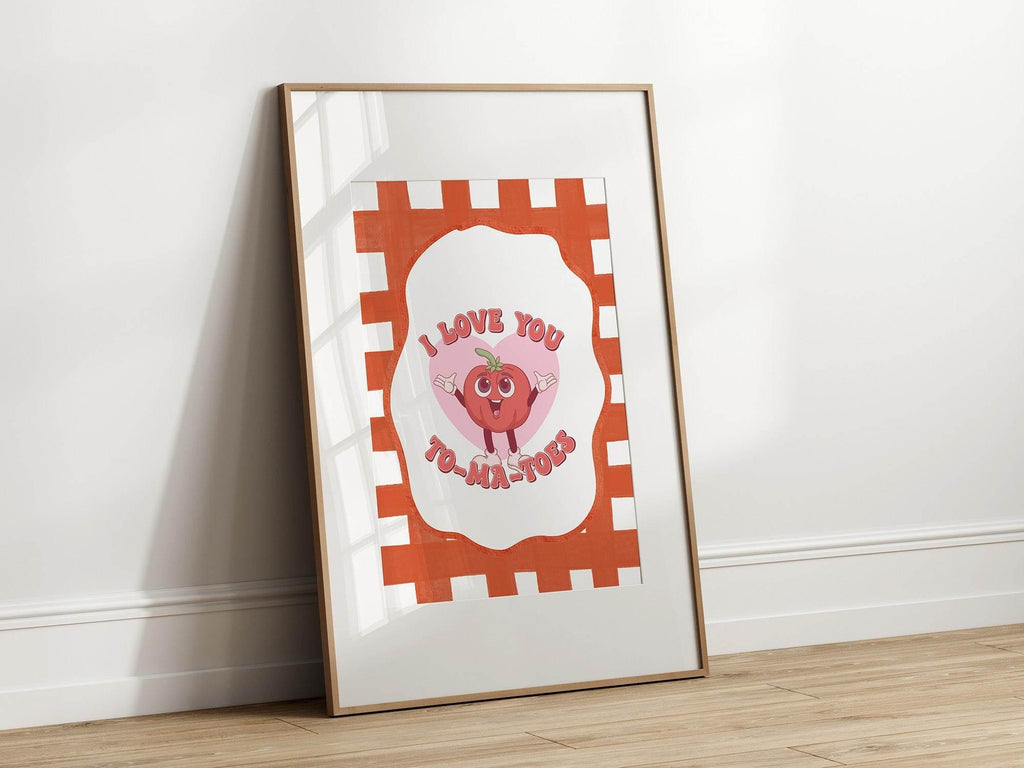 I Love You To-Ma-Toes Print | Cute Tomato Wall Art | Orange - Larosier Prints