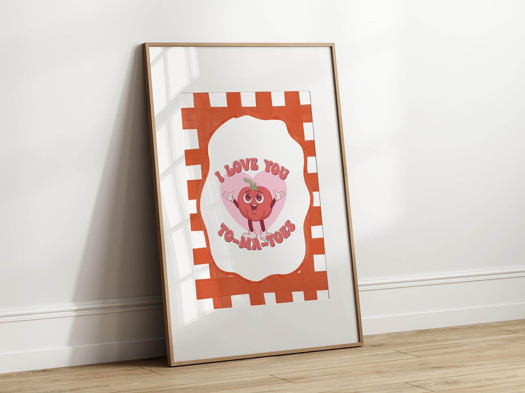 I Love You To-Ma-Toes Print | Cute Tomato Wall Art | Orange - Larosier Prints