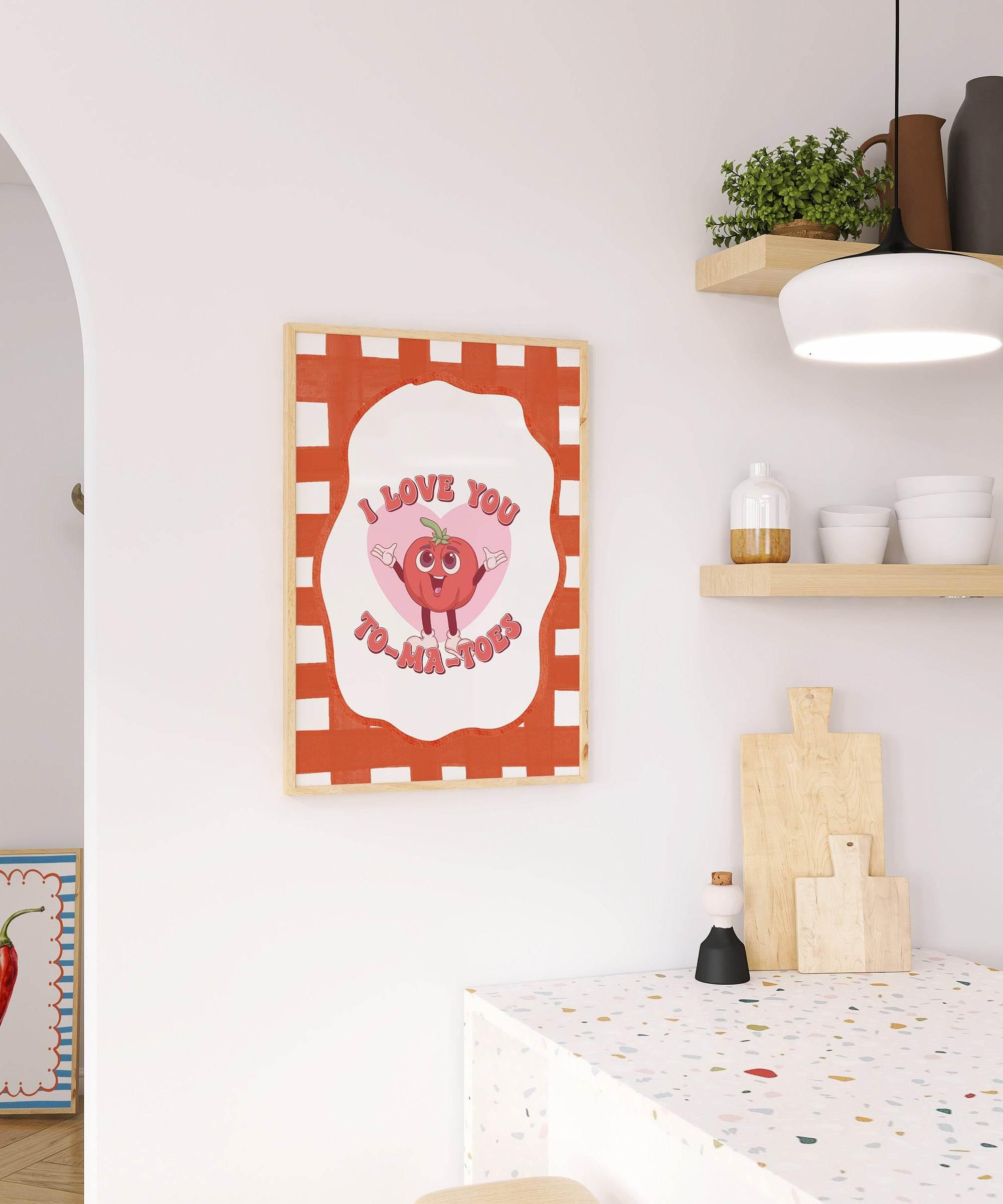 I Love You To-Ma-Toes Print | Cute Tomato Wall Art | Orange - Larosier Prints