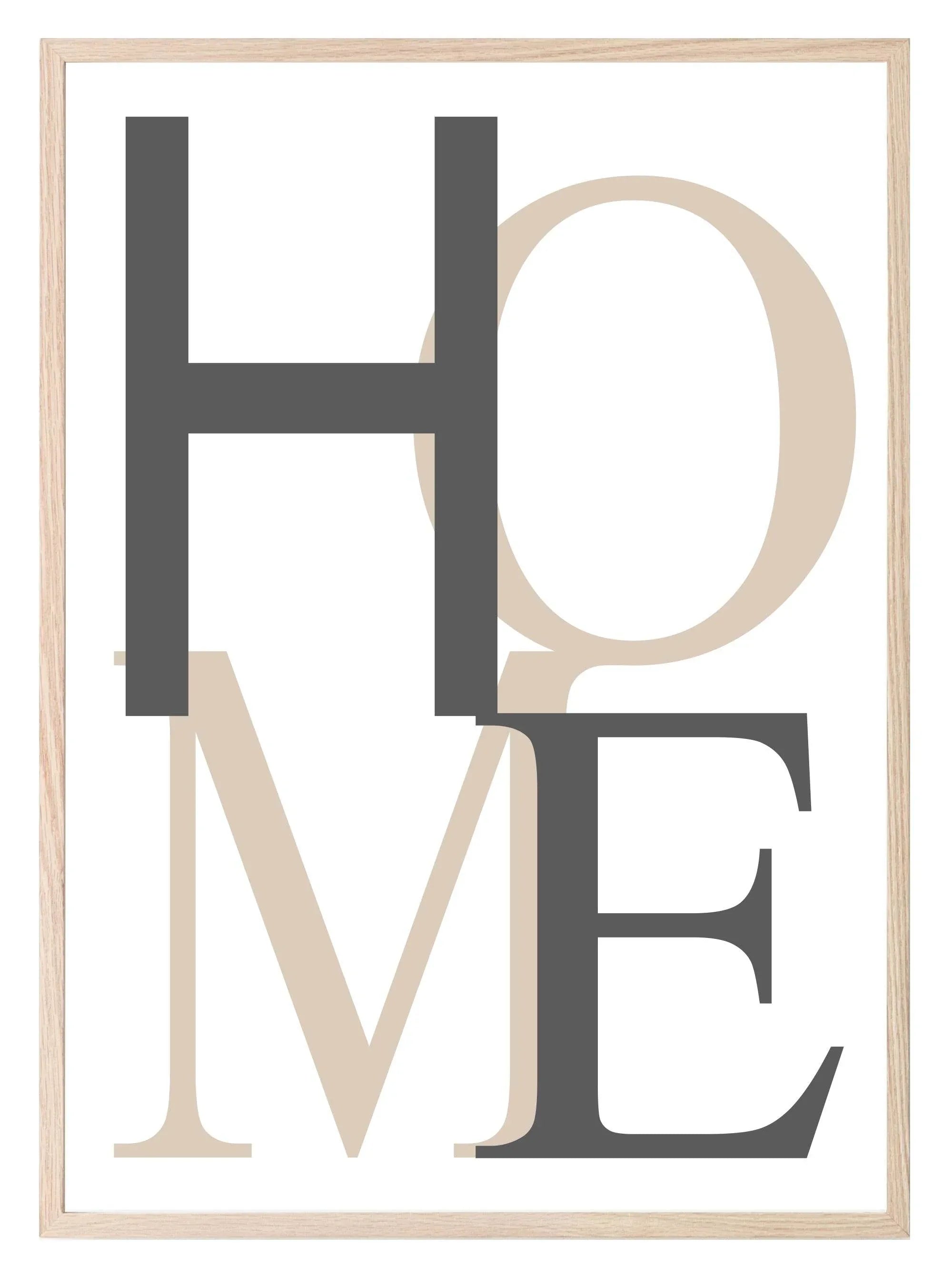 Abstract HOME Print | Beige Wall Art - Larosier Prints