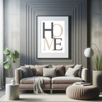 Abstract HOME Print | Neutral Beige Wall Art
