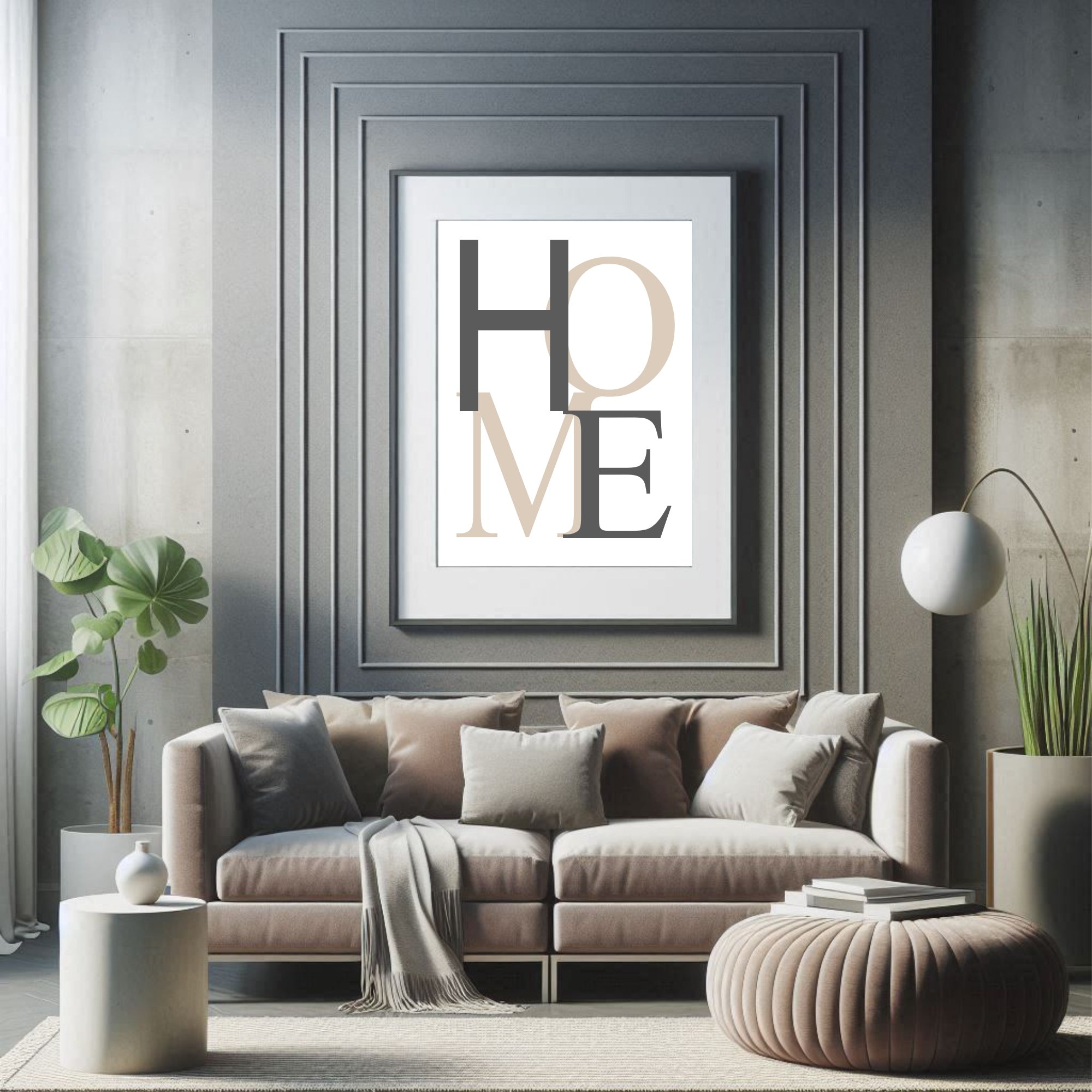 Abstract HOME Print | Neutral Beige Wall Art