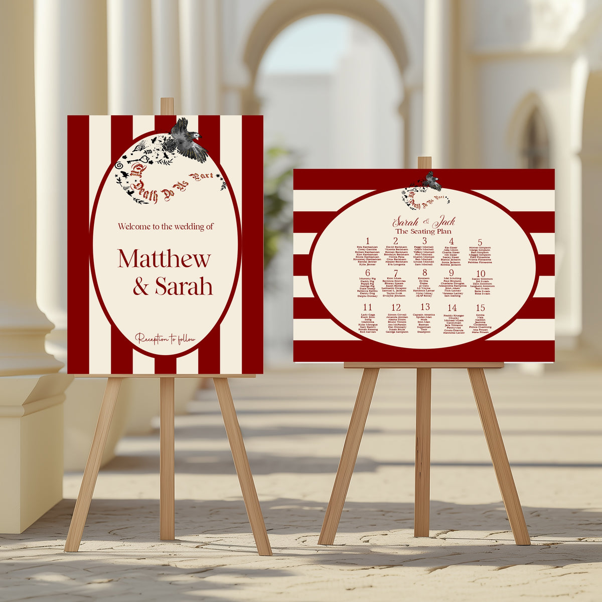 Red Rose & Bird Wedding Open Seating Sign – ceremony or reception sign, image 5