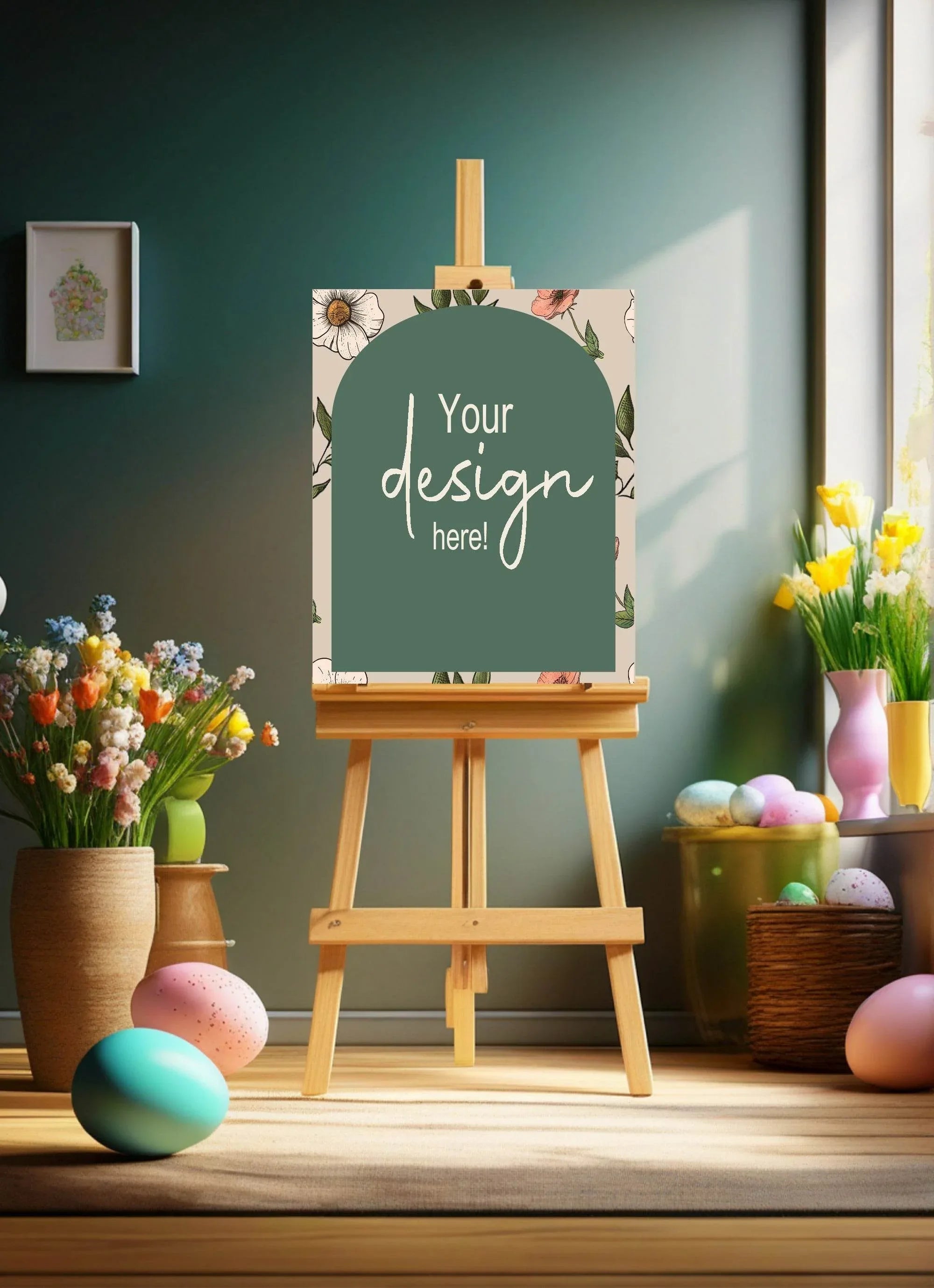Forest Green Floral Arch Custom Bespoke Easter Party Sign - Larosier Prints