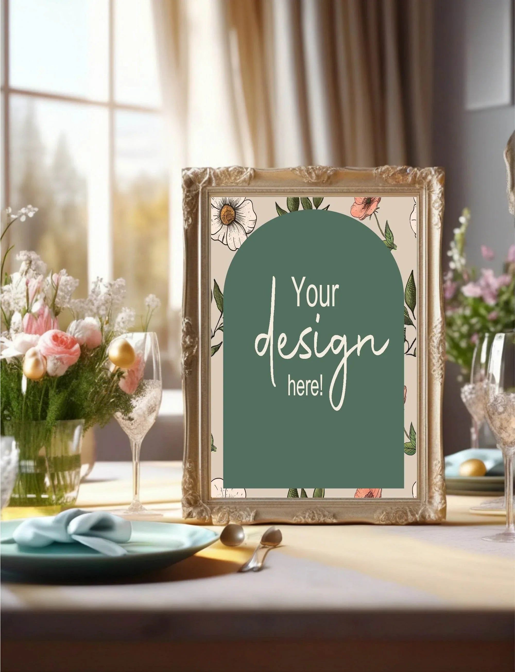 Forest Green Floral Arch Custom Bespoke Easter Party Sign - Larosier Prints