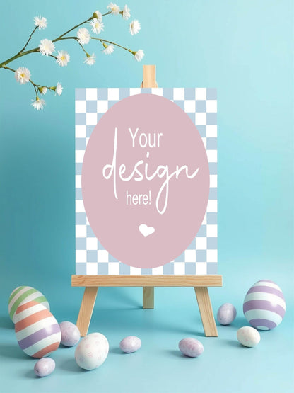 Pastel Checkerboard Custom Bespoke Easter Party Sign