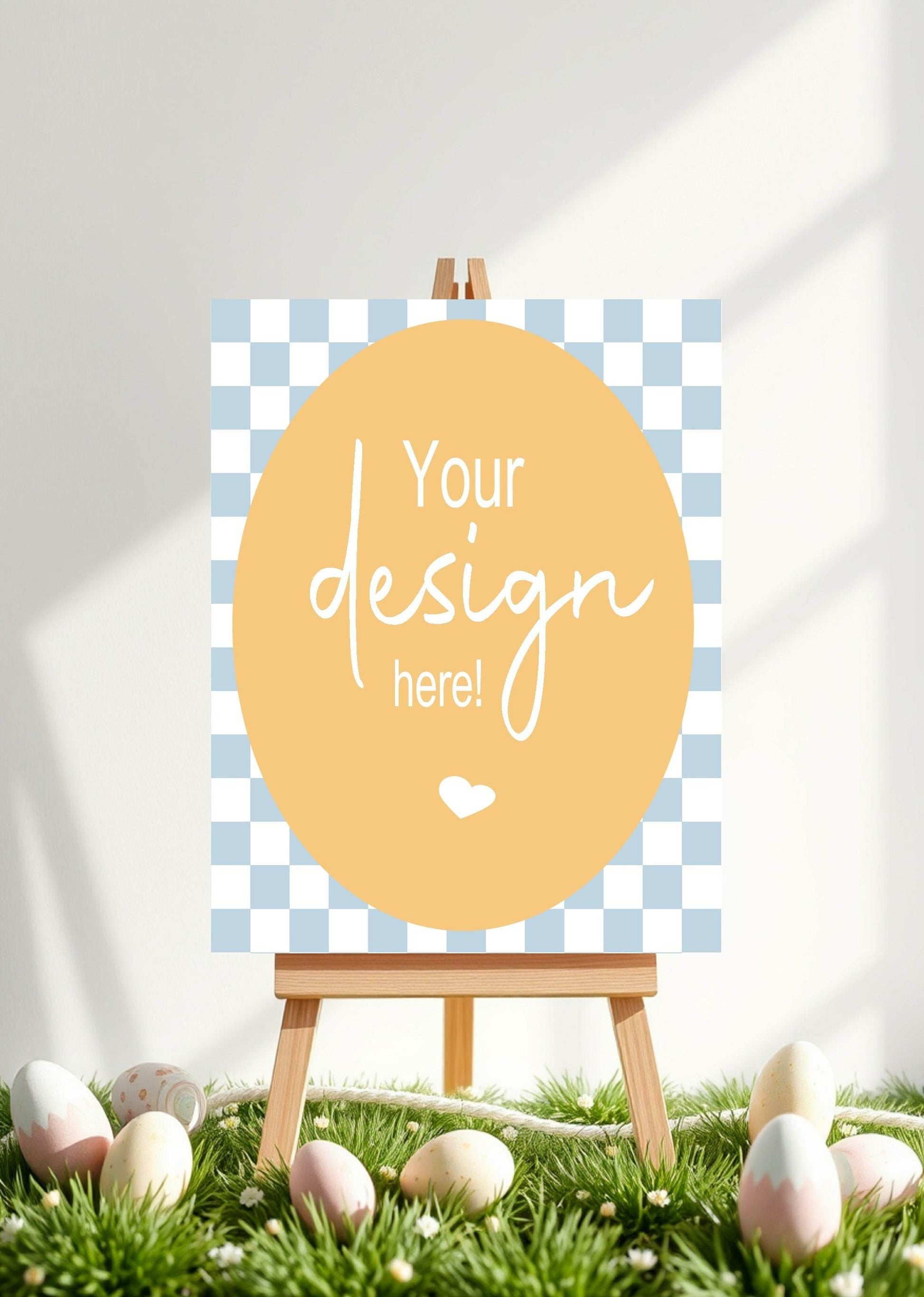 Pastel Checkerboard Custom Bespoke Easter Party Sign