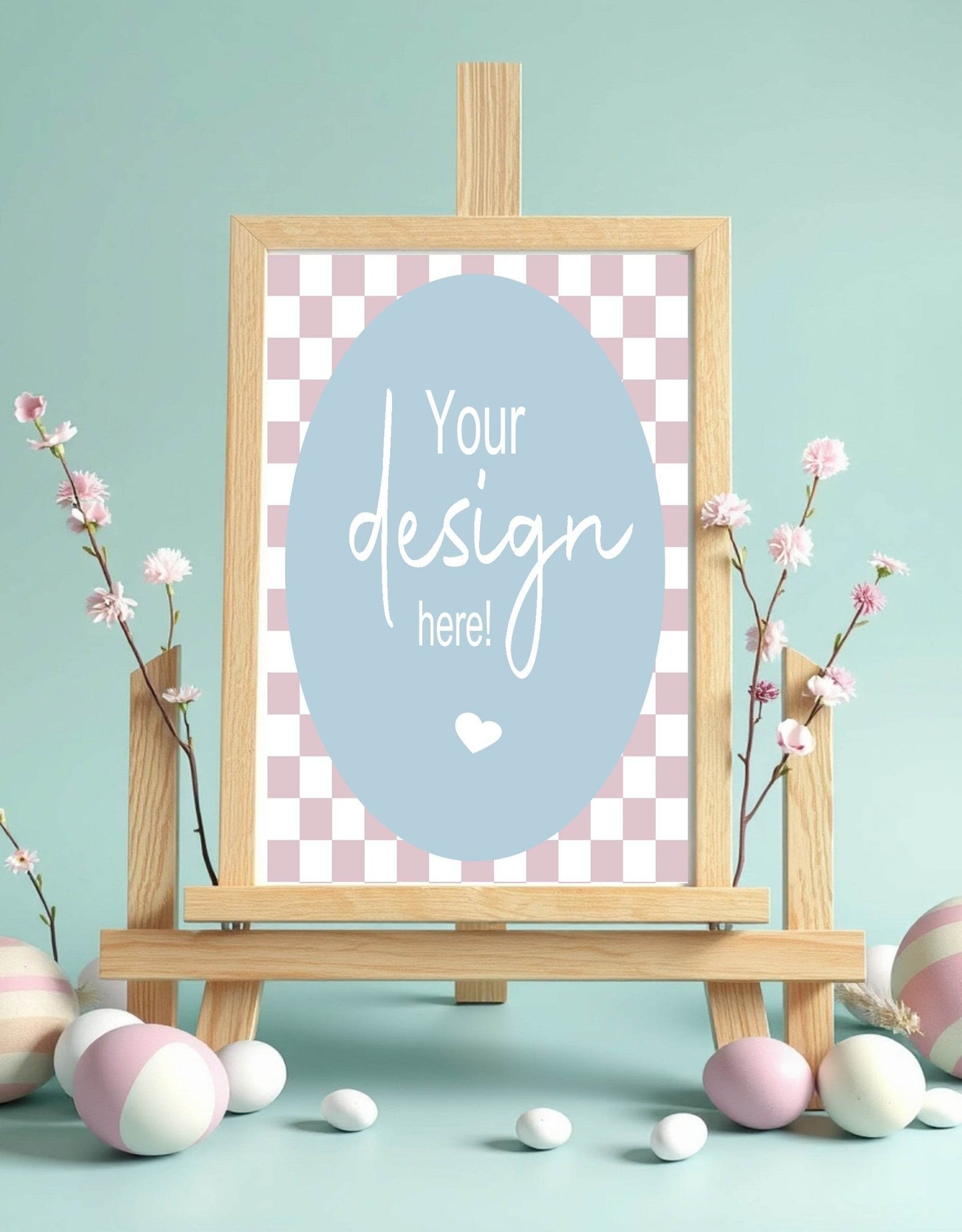 Pastel Checkerboard Custom Bespoke Easter Party Sign
