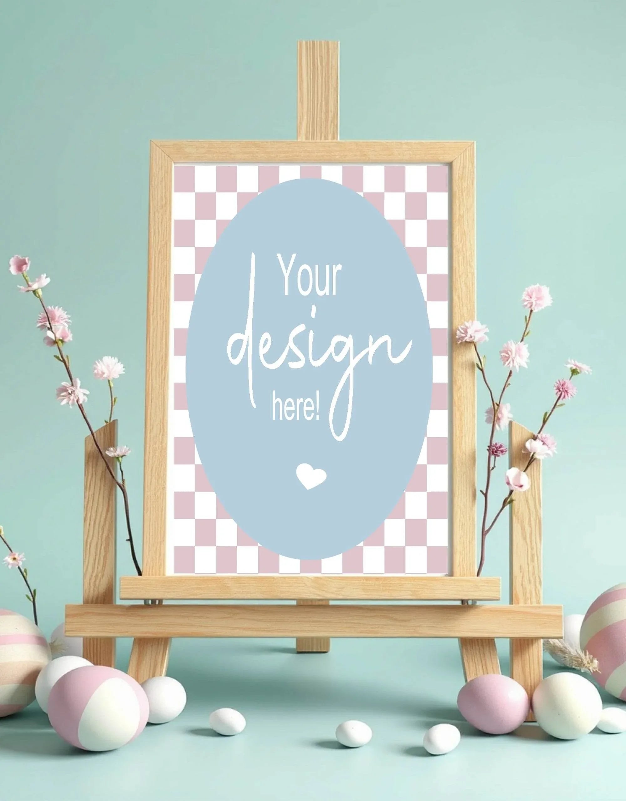 Pastel Checkerboard Custom Bespoke Easter Party Sign - Larosier Prints