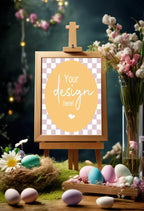 Pastel Checkerboard Custom Bespoke Easter Party Sign - Larosier Prints