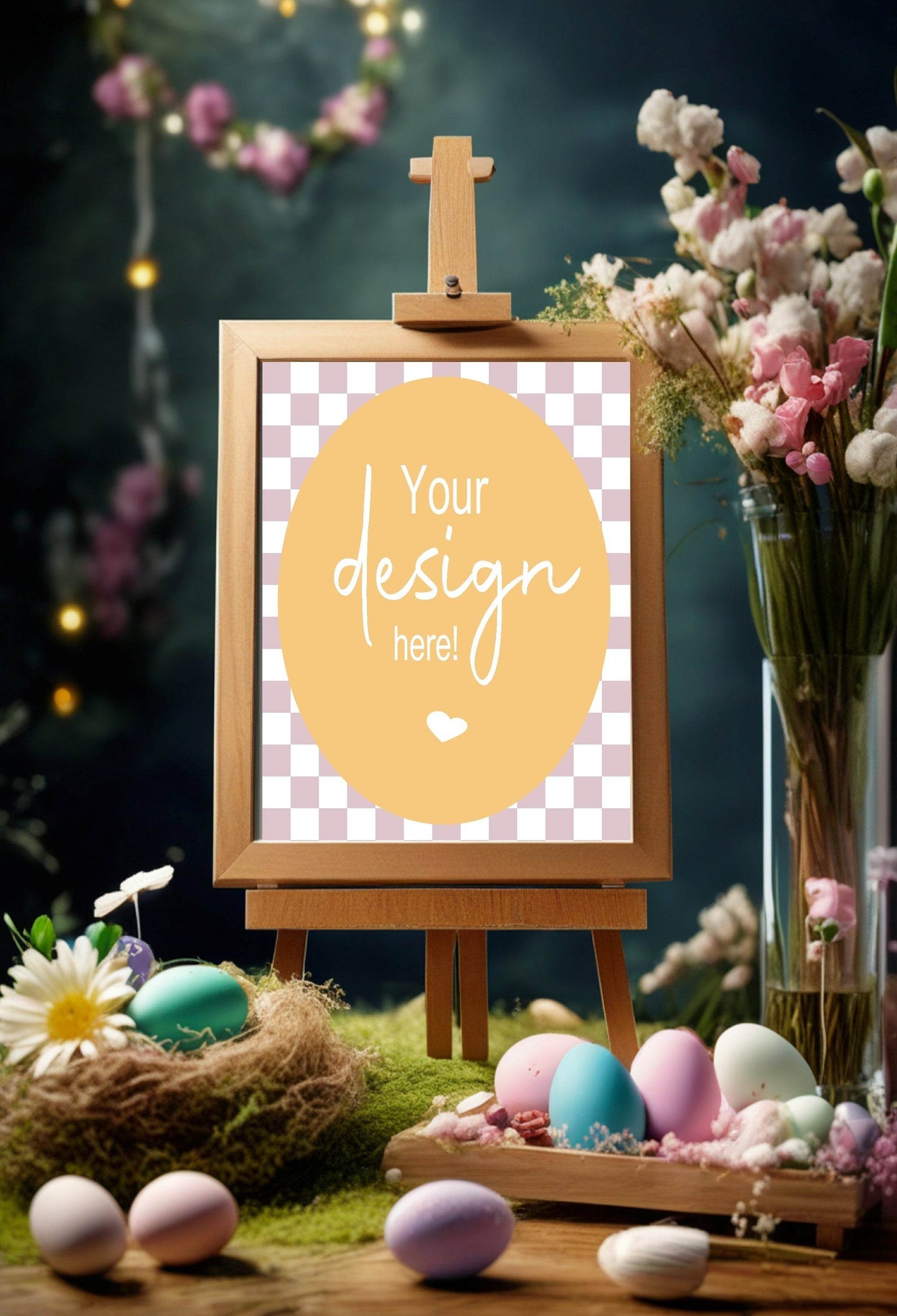 Pastel Checkerboard Custom Bespoke Easter Party Sign