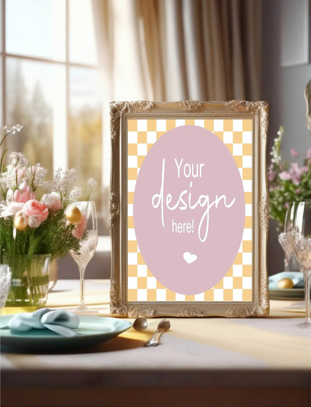 Pastel Checkerboard Custom Bespoke Easter Party Sign - Larosier Prints
