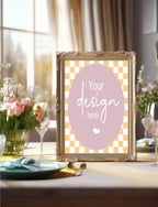 Pastel Checkerboard Custom Bespoke Easter Party Sign - Larosier Prints