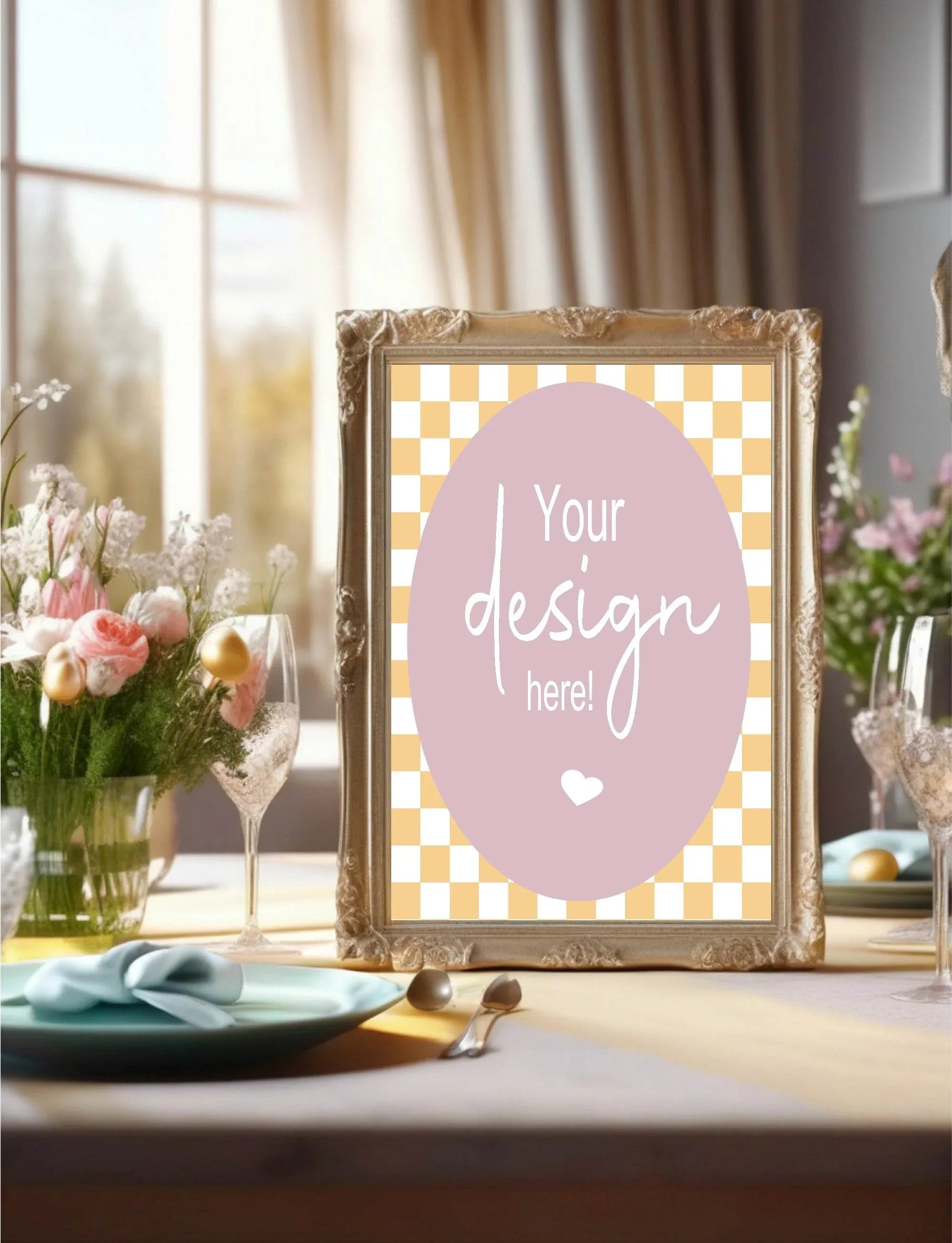 Pastel Checkerboard Custom Bespoke Easter Party Sign - Larosier Prints