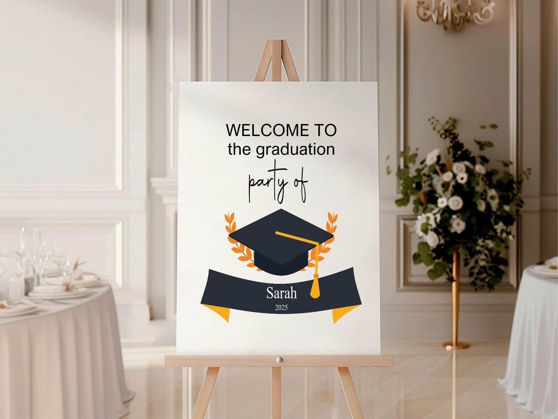 Minimalist Graduation Cap Party Sign